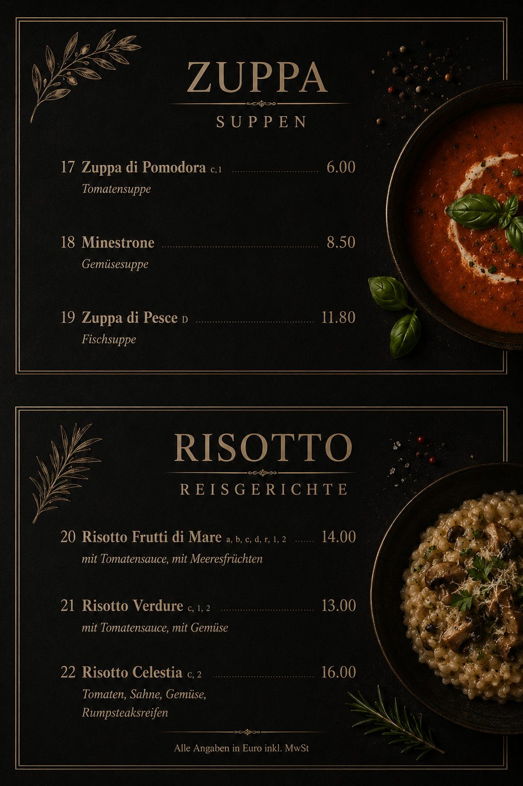 Zuppa / Suppen & Risotto / Reisgerichte
