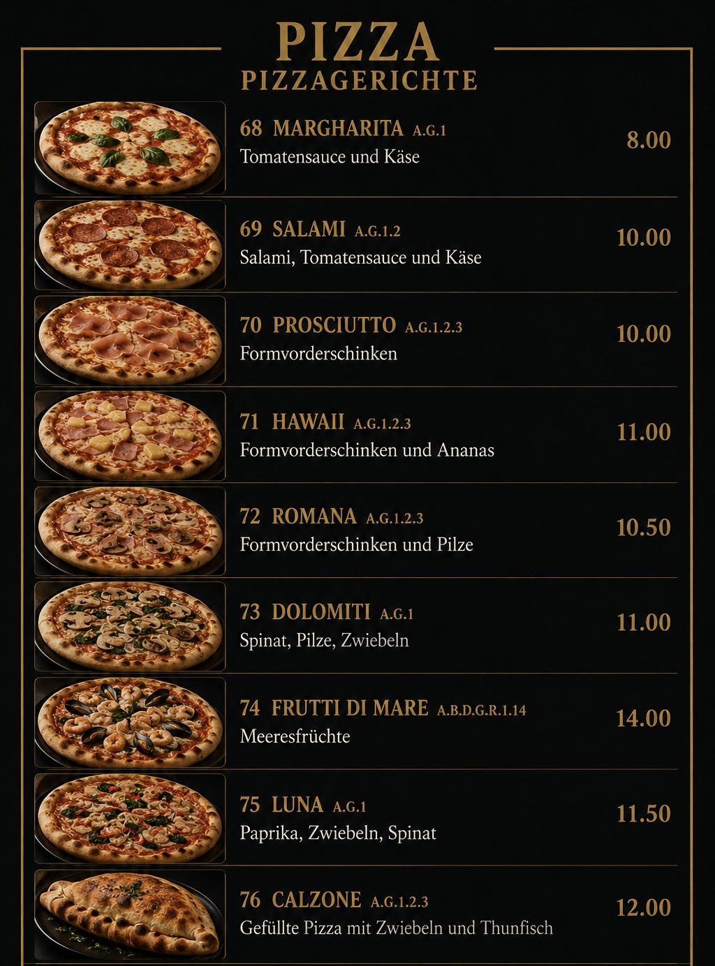Pizza / Pizzagerichte – Seite 1