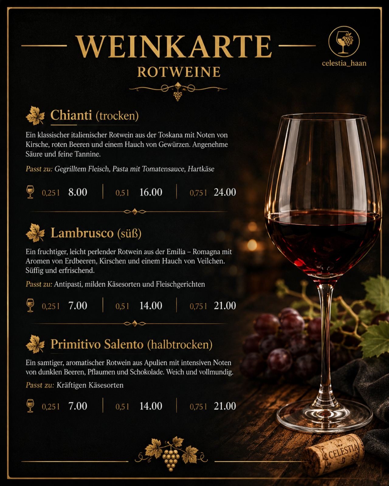 Weinkarte – Rotweine