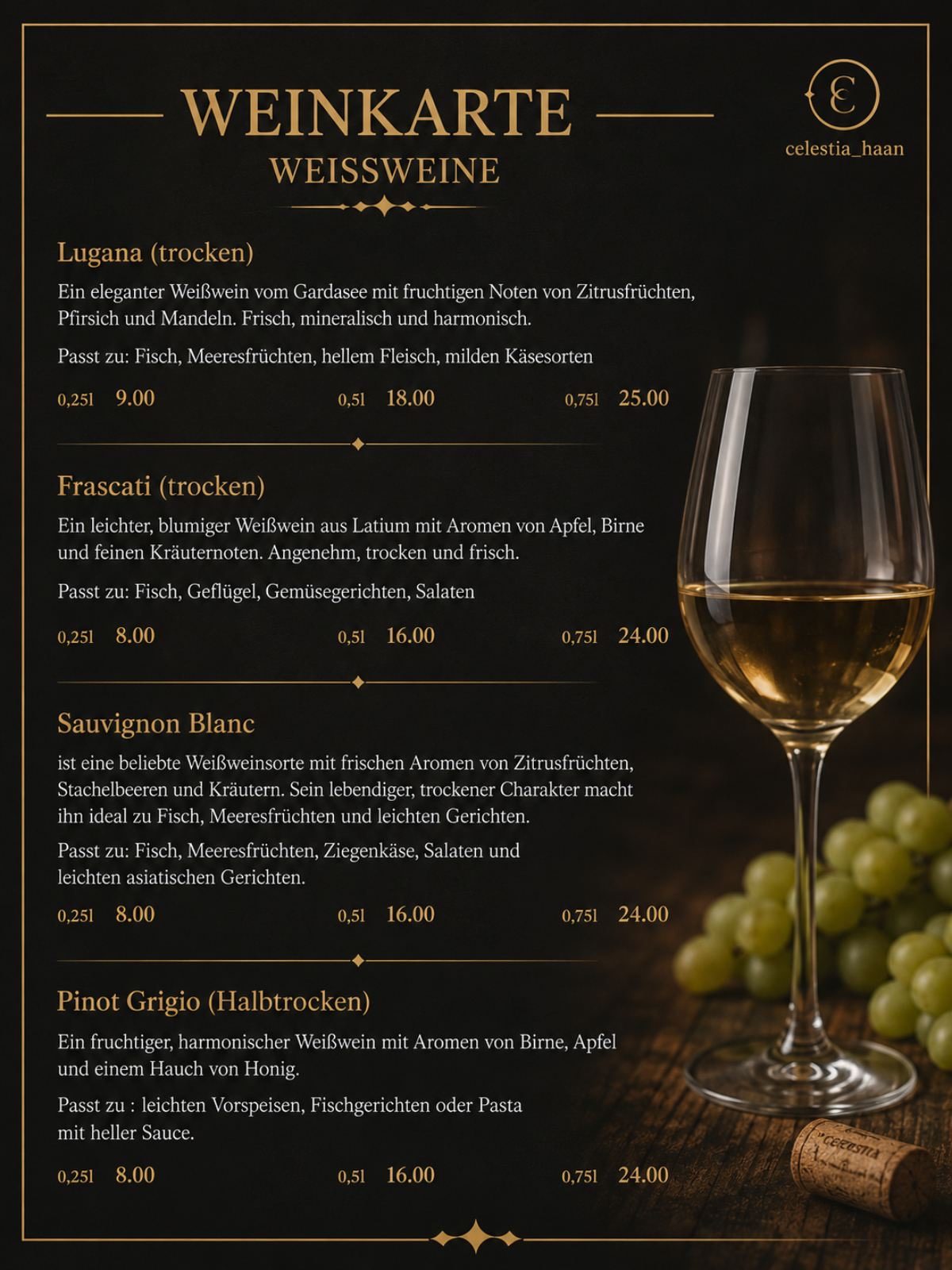 Weinkarte – Weißweine